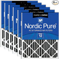 Nordic Pure 20x20x4 (Actual Size: 19 1/2 x 19 1/2 x 3 5/8) Pleated Air Filter MERV 12 Plus Carbon 6 Pack