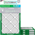 Filterbuy 18x36x1 Air Filter MERV 8 Essential Dust & Allergy Defense (4-Pack), Electrostatic Pleated HVAC AC Furnace Filters Replacement, Made in USA (Actual Size: 17.50 x 35.50 x 0.75)