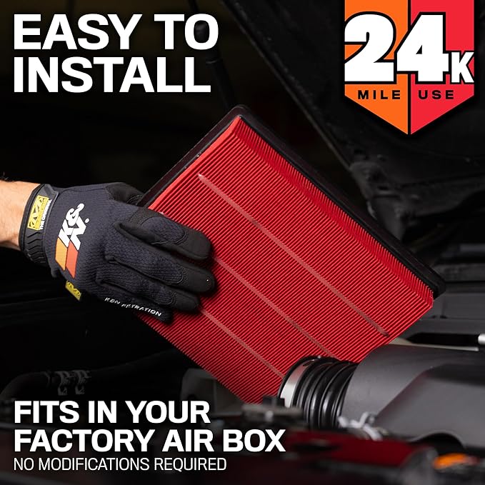 K&N Engine Air Filter: Extended Life 24,000 Mile Replacement Air Filter: Compatible with 2018-2019 Chevy/GMC/Holden (Equinox, Terrain), KNX-5069