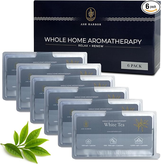 White Tea Whole Home Air Freshener System - Whole House Air Freshener for HVAC Filter - Scented Filters for Home - HVAC Duct Odor Eliminator - Filter Fresh 6 Pack by Ash Harbor