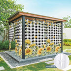 Sunflowers Outdoor Curtains for Patio Summer Floral Eucalyptus Leaf Buffalo Check Waterproof Outside Curtains with Grommet Top Weatherproof Curtain for Cabana Pergola Gazebo, 1 Panel, 54" W x 84" L