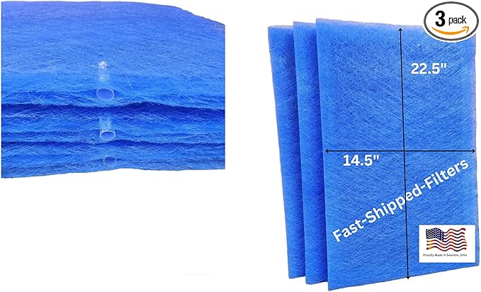 Fast-Shipped-Filters 3 Pack 16x25 Replacement Filter Pads Compatible with PremierOne Pure Flo P6100 MS-1625 Air Cleaner Refill Blue