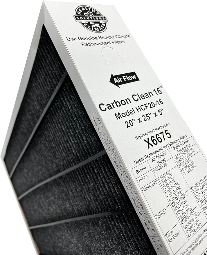Lennox Healthy Climate Lennox X6675 20x25x5 Healthy Climate Carbon-Clean MERV 16 Filter Bundle with Same Day Supply Filter Change Reminder Magnet (2-Pack) 2 Count (Pack of 1)