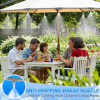 25FT Misters for Outside Patio - 6 Mist Brass Nozzles & 3/4'' Adapter, Water Misters for Cooling Outdoor, Easy to Install, Misting System for Patio, Pool, Garden, Waterpark, Trampoline, Greenhouse