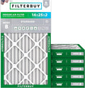 Filterbuy 14x25x2 Air Filter MERV 8 Essential Dust & Allergy Defense (6-Pack), Electrostatic Pleated HVAC AC Furnace Filters Replacement, Made in USA (Actual Size: 13.50 x 24.50 x 1.75)