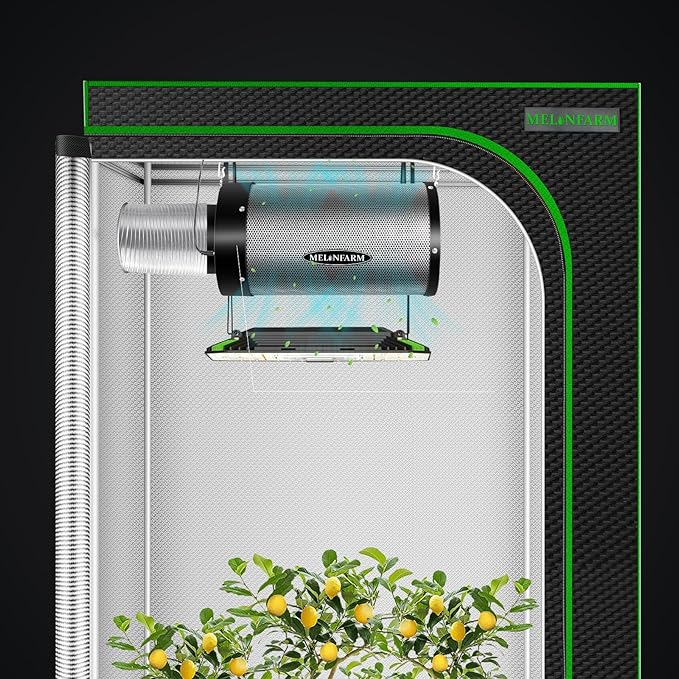 MELONFARM 4 inch Air Carbon Filter Smelliness Control with Australia Virgin Charcoal, Built-in 14cm Fan Low Nois and Speed Controller, Smelliness Scrubber for Inline Duct Fan, Grow Tent 4" x 12.6"