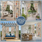 Vintage Outdoor Curtains for Patio Sharks Whales Lobsters Biographies Waterproof Outside Curtains with Grommet Top Weatherproof Curtain for Cabana Pergola Gazebo, 2 Pack, 54" W x 84" L