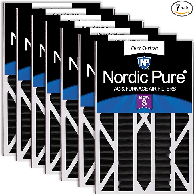 Nordic Pure Air Bear Cub 16x25x3 (Actual Size: 15 13/16 x 24 5/16 x 3) Replacement Carbon Odor Reduction Merv 8 Air Filters 7 Pack