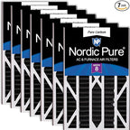 Nordic Pure Air Bear Cub 16x25x3 (Actual Size: 15 13/16 x 24 5/16 x 3) Replacement Carbon Odor Reduction Merv 8 Air Filters 7 Pack