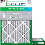 Filterbuy 18x25x2 Air Filter MERV 8 Essential Dust & Allergy Defense (2-Pack), Electrostatic Pleated HVAC AC Furnace Filters Replacement, Made in USA (Actual Size: 17.50 x 24.50 x 1.75)