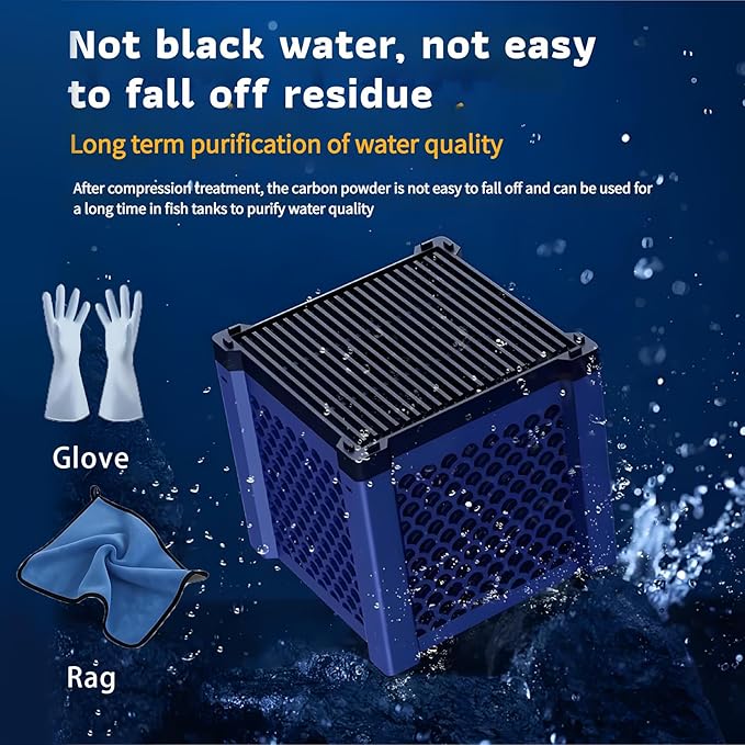 LIYAOLI 2PCS Pure Cube Water Trough Filter - Eco-Aquarium Fish Tank Filters Kit, Honeycomb Activated Carbon Media for Small Tanks, Horse Troughs & Pond Cleaning (Blue)