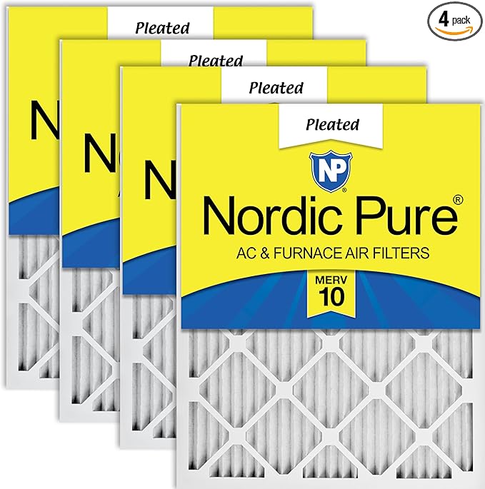 Nordic Pure 12x24x1 (Actual Size: 11 1/2 x 23 1/2 x 3/4) Pleated MERV 10 Air Filters 4 Pack