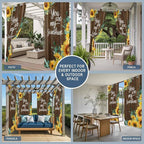 Summer Outdoor Curtains for Patio Sunflowers Eucalyptus Leaves Wood Waterproof Outside Curtains with Grommet Top Weatherproof Curtain for Cabana Pergola Gazebo, 1 Panel, 54" W x 84" L