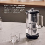 Aarke Purifier Regular 1.18L Glass Pitcher Bundle w/Steel Filter, BPA-Free, 4 Pure Refill Granules - Filters Heavy Metals