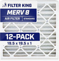 Filter King 19.5x19.5x1 Air Filter | 12-PACK | MERV 8 HVAC Pleated A/C Furnace Filters | MADE IN USA | Actual Size: 19.5 x 19.5 x .75"