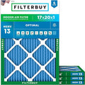 Filterbuy 17x20x1 Air Filter MERV 13 Optimal Smoke & Allergy Defense (4-Pack), Electrostatic Pleated HVAC AC Furnace Filters Replacement, Made in USA (Actual Size: 16.50 x 19.50 x 0.75)