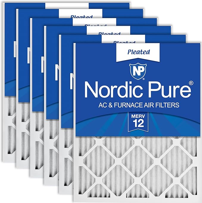 Nordic Pure 12x24x1 (Actual Size: 11 1/2 x 23 1/2 x 3/4) Pleated MERV 12 Air Filters 6 Pack