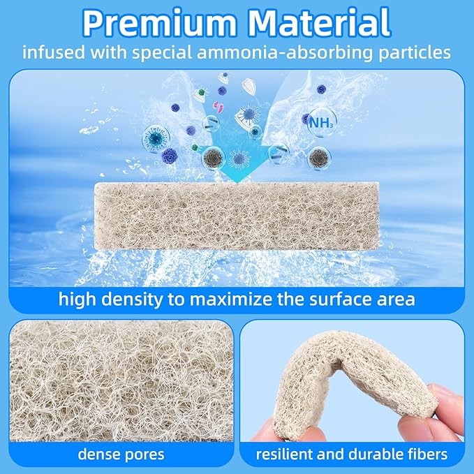 AQUANEAT 12-Pack Replacement Ammonia Reducer Pads Compatible with Aqueon QuietFlow 20 and 75 LED PRO Aquarium Power Filter