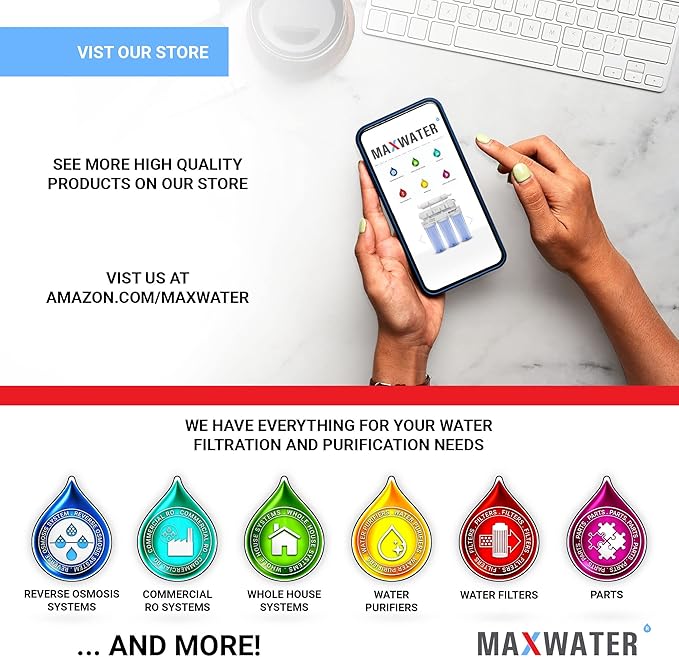 Max Water 20" x 4.5" 10 Micron Sediment Water Filter, Whole House Water Filter Replacement Cartridge, Melt Blown Polypropylene (PP), Fits Any Standard 20 Inch Filter Housing, 2 Pack