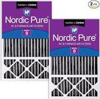 Nordic Pure 16x25x5 (Actual Size: 15 3/4 x 24 3/4 x 4 3/8) Honeywell Replacement Air Filters MERV 8 Plus Carbon 2 Pack