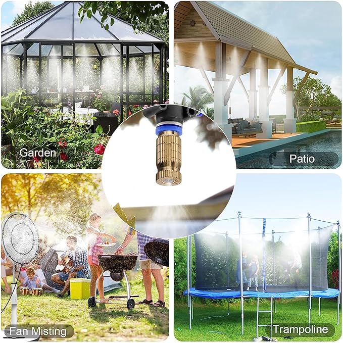 20pcs High Pressure Atomizer Nozzle Brass Misting Nozzles for Outdoor Cooling System, Landscaping, Greenhouse Irrigation, Air Humidification, Anti-Drip Fogging Spray Head(0.012"/0.3mm)
