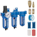NANPU Zinc Alloy 3 Stage Air System - Particulate Filter, Coalescing Filter, Desiccant Dryer & Air Regulator, Poly Bowl, Manual Drain, Mid Flow, Suitable for Paint Spray & Plasma Cutter (1/4" NPT)