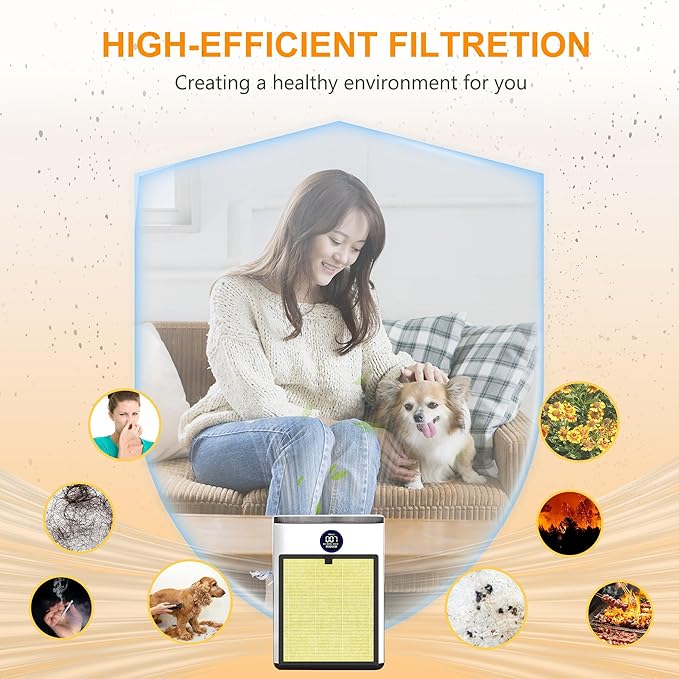 AP303 AP304 Replacement Filters, Compatible with DAYETTE ＆ FRESHDEW Air Purifier AP303/AP304, H14 HEPA Filter with Activated Carbon, 2 Pack (Pet Filter)
