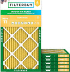 Filterbuy 15x25x1 Air Filter MERV 11 Superior Pet & Allergy Defense (6-Pack), Electrostatic Pleated HVAC AC Furnace Filters Replacement, Made in USA (Actual Size: 14.50 x 24.50 x 0.75)
