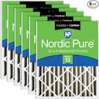 Nordic Pure 18x24x4 (Actual Size: 17 1/2 x 23 3/8 x 3 5/8) Pleated Air Filters MERV 13 Plus Carbon 6 Pack