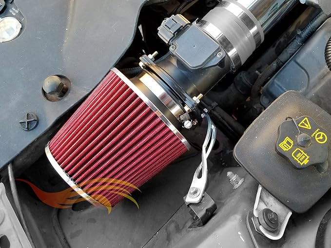 RED 3.5" 89 mm Inlet Truck Air Cone Replacement Performance Washable Clamp-On Dry Air Filter (8" Tall)