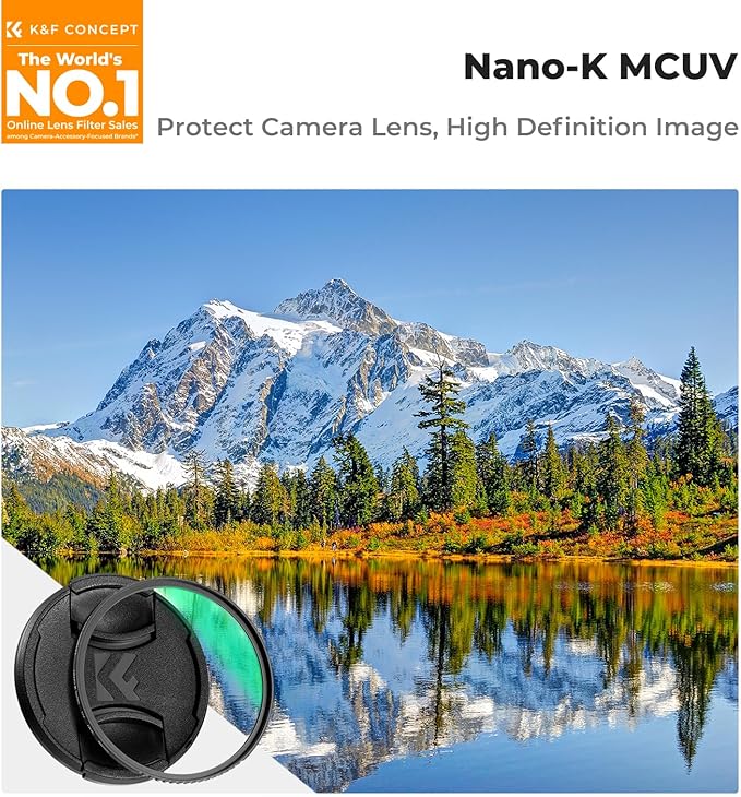 K&F CONCEPT 40.5mm MC UV Lens Protection Filter with Lens Cap Cleaning Cloth Optical Glass Ultra Slim 18 Multi-Layer Coatings Camera Lens UV Filter (K-Series)
