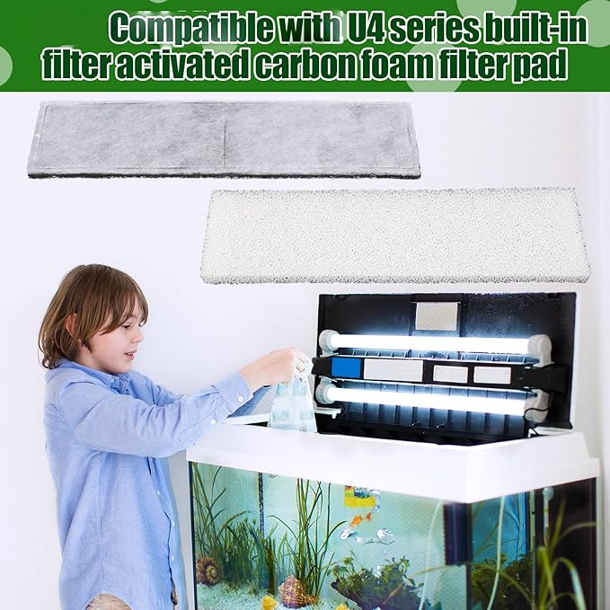 Pangda 24 Pcs Carbon Filter Foam Pads and Foam Filters Compatible with U4 Range of Internal Underwater Sponge Aquarium Underwater Filter Accessories for Internal Replacement Aquarium Fish Tank