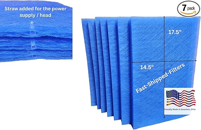 Fast-Shipped-Filters 7 Pack 16x20 Replacement Filter Pads Designed to Fit with MicroPower Guard One Hour Air Cleaner Refill Blue (7, Blue, 16x20)