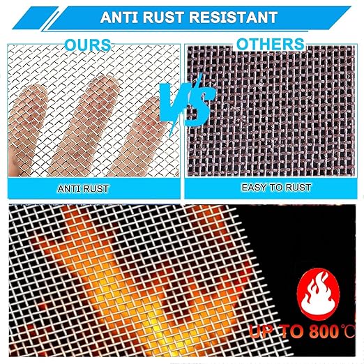 Stainless Steel Mesh Screen 8Mesh 304, 15.7" x 147" (40x375cm) Metal Mesh Screen, Rust Free Fine Wire Mesh Roll, Easy to Cur for Vent Mesh, Window Screen, Filters, Cage, Garden Covers