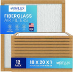 Fiberglass Air Filter -18x20x1Air Filter 12 Pack - Non Pleated 18"x20"x1", AC Filters for Home, Fiberglass, HVAC filters, Heater, Furnace Catcher for Dust - 1 YEAR SUPPLY