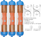 (3 Pack) Mixed Bed Ion Exchange Aquarium Filter Resin 0 PPM RO DI Refillable Housing w/Clamps & Fittings, Compatible with 10" Reverse Osmosis Water Filtration Systems, for High TDS in Water