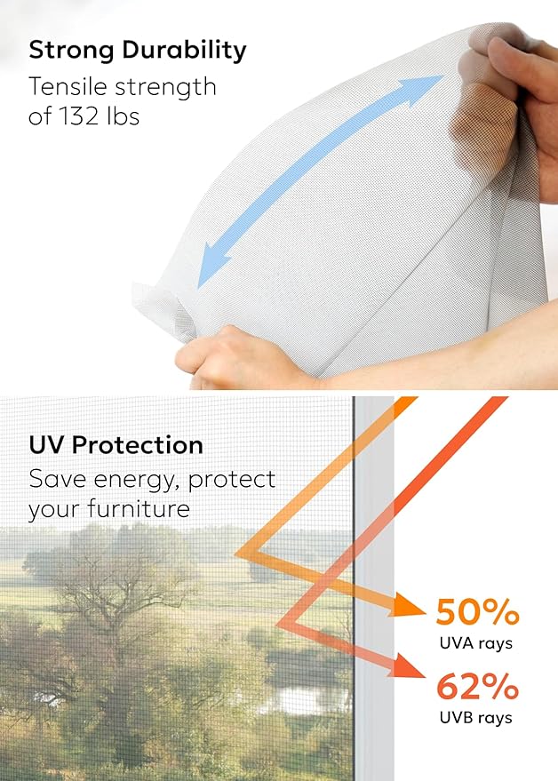 Clean Air Window Screen - Filters Pollen, Allergens, Dust, and Ash - Cleaner, Healthier Air - Easy to Cut - Ideal for Patio, Porch, and Window Screen Replacement - (37" x 10')