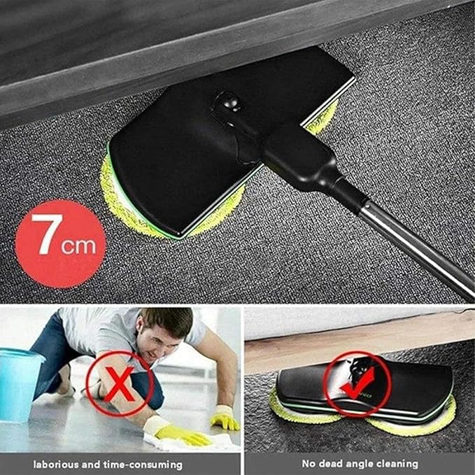 Cordless Electric Mop, 35dB Quiet Floor Cleaner with Dual Motor, Lightweight Spin Scrubber for Hardwood Tile Marble, Adjustable Handle, Rechargeable Polisher, Washable Pads，6 PCS Cleaning Cloths
