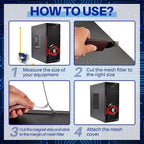 Woanger 1 Pcs 1000 x 300 mm DIY PC Case Dust Filter PC Fan Mesh Filter Floor Vent Cover PVC Dustproof Cover with Magnetic Strip for Computer Chassis Speaker and More, 0.03 Inch Hole, Black