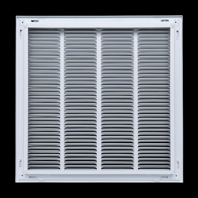 25" X 16 Steel Return Air Filter Grille for 1" Filter - Removable Frame - HVAC Duct Cover - Flat Stamped Face - White [Outer Dimensions: 27.5 X 17.75]