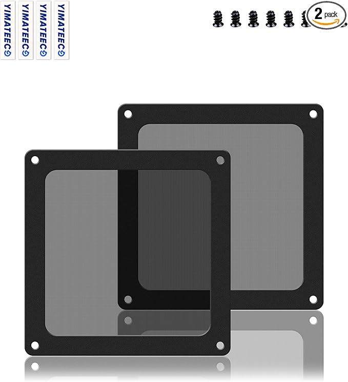 Dust Filter PC 90mm for Computer Cooler/PSU/Routers Nylon 80 Mesh, Magnetic Frame PC Fan Dust Mesh Cooler Filter Dustproof Computer Fan Grills (Nylon, 90 * 90mm, 2pcs, Black)