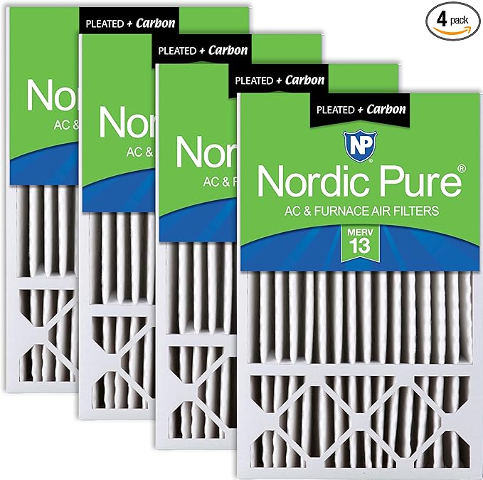 Nordic Pure 16x25x5 (Actual Size: 15 3/4 x 24 3/4 x 4 3/8) Honeywell Replacement Air Filters MERV 13 Plus Carbon 4 Pack