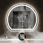 Bathroom Mirror with 3 Colour LED Lights, Lighted Bathroom Makeup Wall Mounted Mirror with Demister Pad, Touch Switch Mirror for Entryway, Bathroom, Vanity(43.3"/110cm)