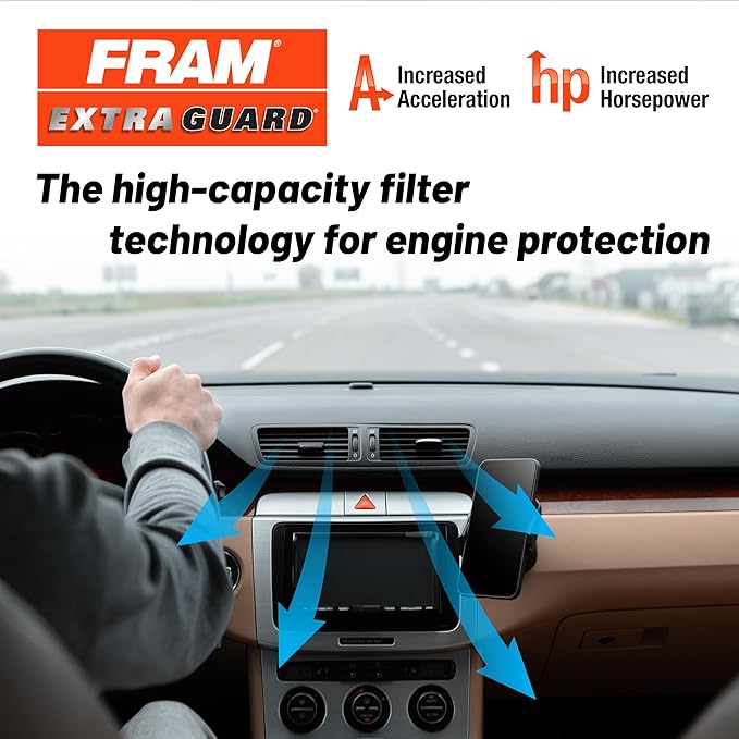 FRAM Extra Guard Rectangular Panel Engine Air Filter Replacement, Easy Install w/Advanced Engine Protection and Optimal Performance, CA12057