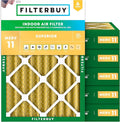 Filterbuy 14x20x4 Air Filter MERV 11 Superior Pet & Allergy Defense (6-Pack), Electrostatic Pleated HVAC AC Furnace Filters Replacement, Made in USA (Actual Size: 13.50 x 19.50 x 3.63)