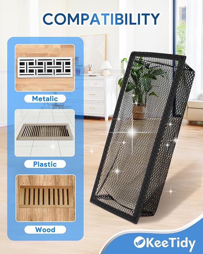 Floor Vent Screen Net, 4" x 12" Air Vent Screen Filter Mesh Catches Toys Snacks Pet Hair and Pet Food, Keeps Bugs Out for Home, 6 Pack