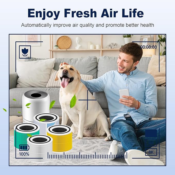 Core 300 Smoke Remover Replacement Filter for LEVOIT Core 300 Core 300-P Core 300S Vortex Air Air Purifier, 4-in-1 H13 Grade True HEPA High-Efficiency Activated Carbon, Core 300-RF-SR, 2 Pack, Blue