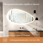 500 X800 mm Illuminated Backlit LED Bathroom Mirror, Wall Mounted Multifunction Bathroom Vanity Mirror with Lights and Demister Pad, Energy-Saving Illuminated Smart Mirror