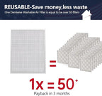 20x25x4 Washable Electrostatic Air Filter, MERV 8 Aluminum AC/HVAC Furnace Filter, Reusable Permanent Air Filter, Lasts a Lifetime, Increases Airflow（Actual Size:19.37"x 24.37"x 3.58")