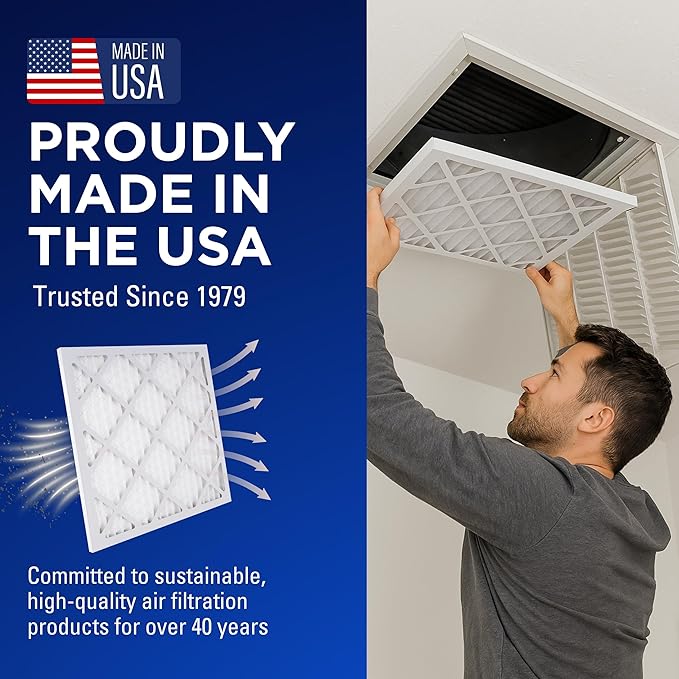 14x20x1 Air Filters, MERV 8 Pleated HVAC AC Furnace Filter Replacement, For Home and Commercial Use, Dust, Pet, & Lint Defense, Made In USA, Easy Install (6 Pack)